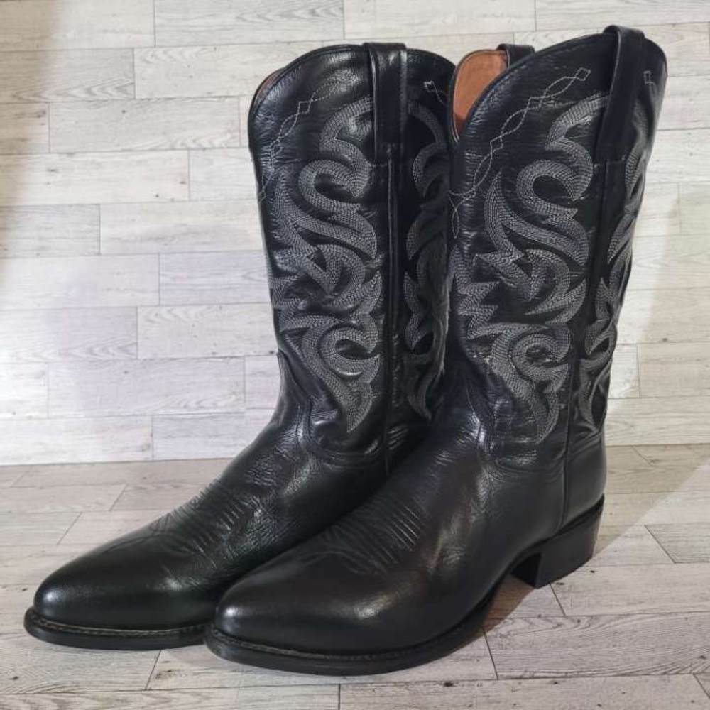Men's Dan Post Milwaukee Western Black Leather Rodeo Cowboy Boots Size 10 D